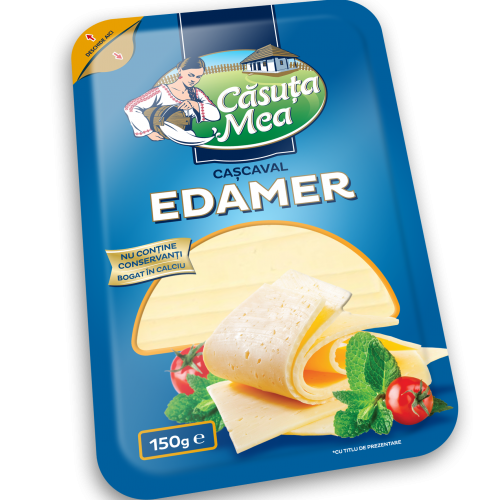 Твердый сыр Căsuța Mea нарезанный и упакованный Эдамер