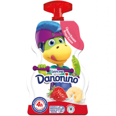 Данонино йогурт клубнично-банановый, 70г